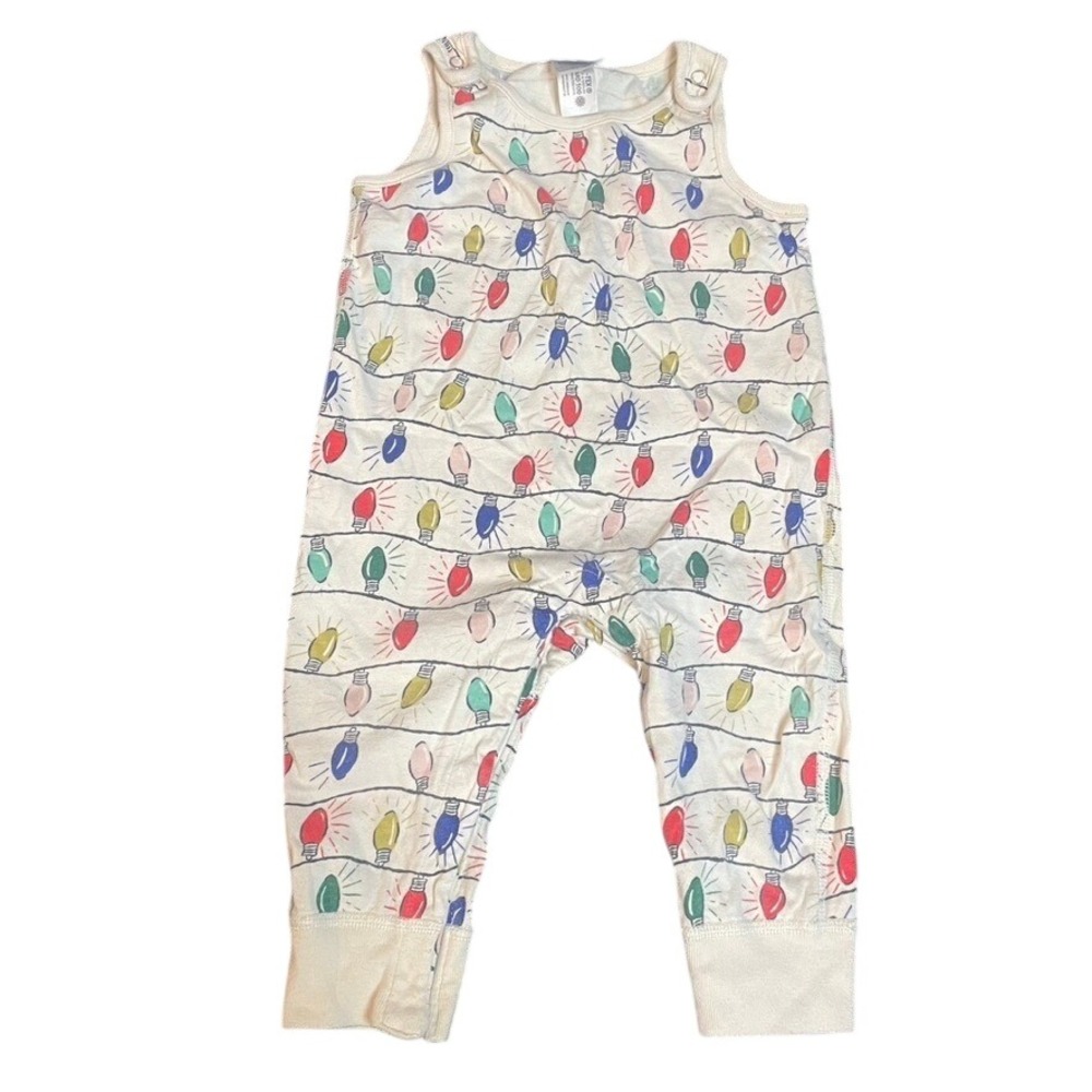 Hanna Andersson‎ Baby Romper Pajamas Christmas Lights Print 12 18 Months